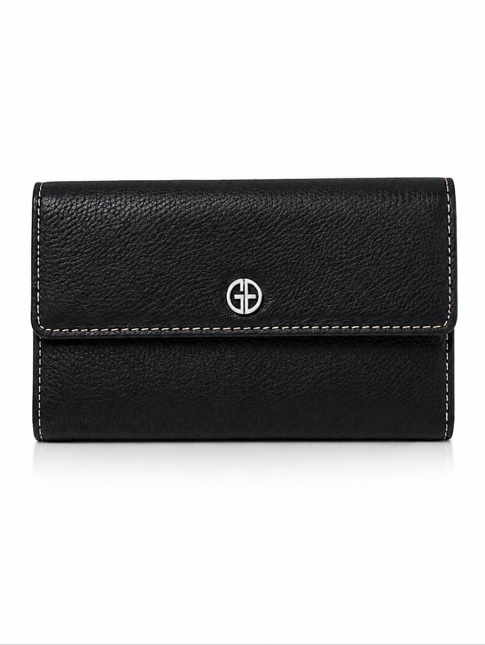 Giani Bernini Softy Core Black Pebbled Leather Trifold Wallet NIB